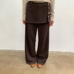 女 中低腰纽扣休闲针织直筒可拆卸两穿裙裤 dorydory 2025秋冬新款