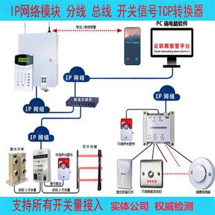 开关量转RJ45网络报警模块局域网紧急按钮总线防盗报警控制主机