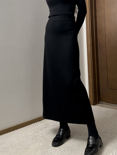 期禾高克重精纺羊毛100%空气感超密高质直筒慕尼黑半身裙秋冬款