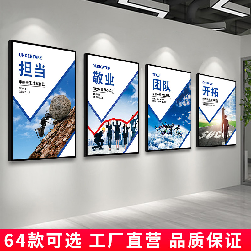 新款企业文化墙画标语宣传挂画摆件团队会议室激励志公司办公室墙