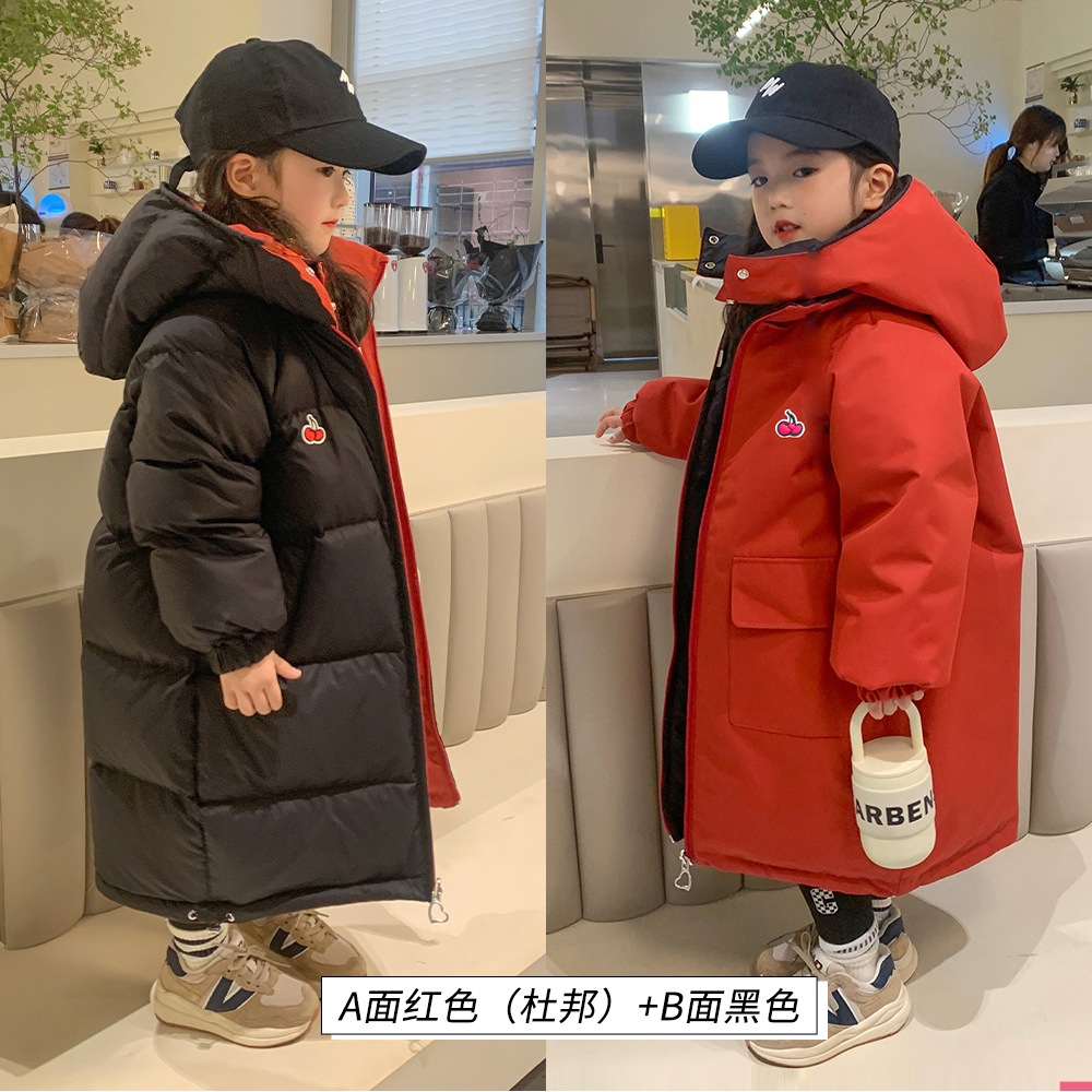 中长款加厚女童双面穿羽绒服