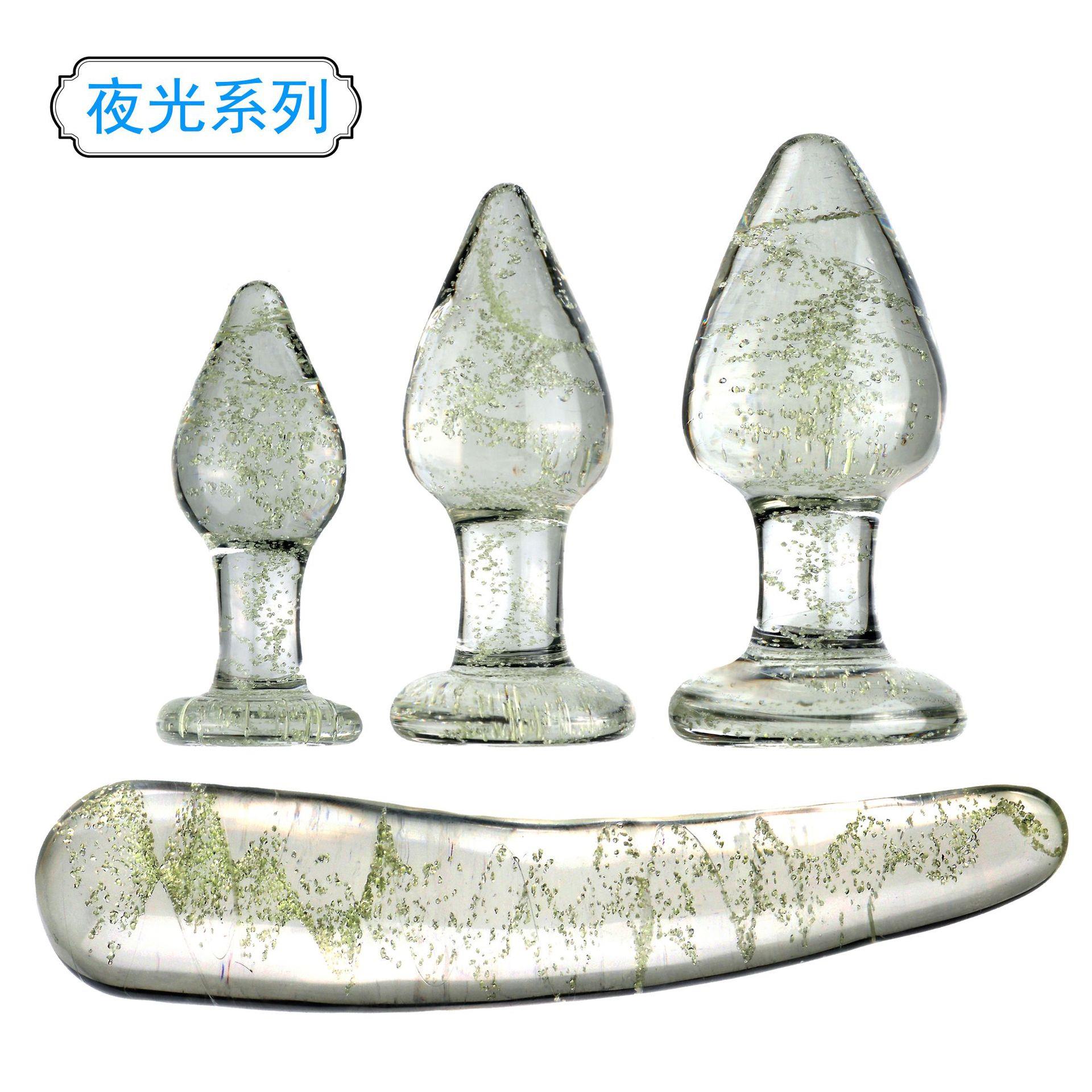 保密发货另类透明夜光玻璃臀部塞套装荧光臀部门塞女用自律腰部教