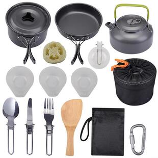 Kit Outdoor Cookware Pots Set Cooking Camping Aluminum