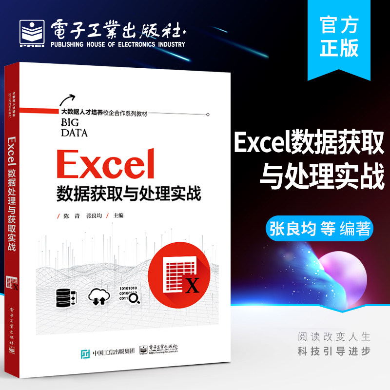 官方正版 Excel数据获取与处理实战 Excel教程书籍 Excel 2016工作簿工作表单元格的概念以及基本操作 张良均 电子工业出版社