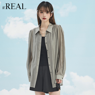 瑞尔宽松复古长袖轻薄衬衫