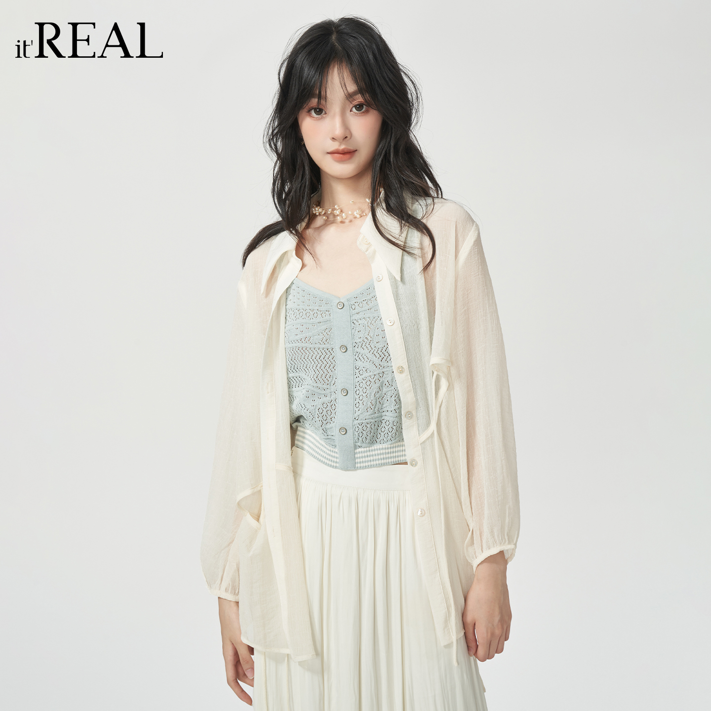 it'real瑞尔法式轻薄衬衫女2025夏新款镂空设计防晒衣外套空调服