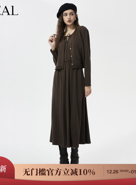 it'real瑞尔25冬季新款复古文艺背带连衣裙搭外套连衣裙套装