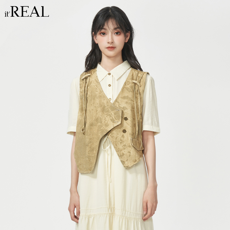 瑞尔法式复古马甲女2025春夏新款