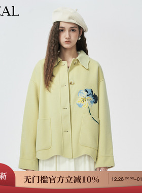 it'real瑞尔冬季新款简约气质不规则毛呢外套女