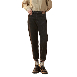 it'real瑞尔秋新款复古风小个子笔小脚牛仔长裤女装