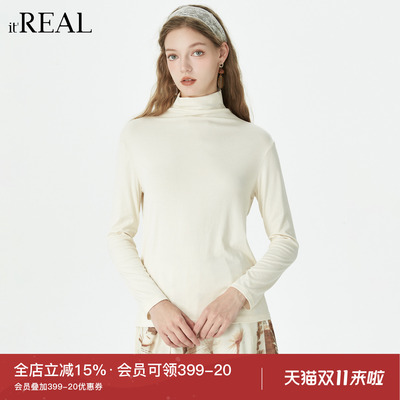 半高领宽松上衣女装针织衫