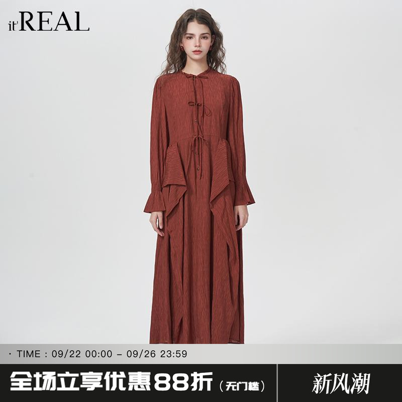 瑞尔法式复古蕾丝连衣裙女