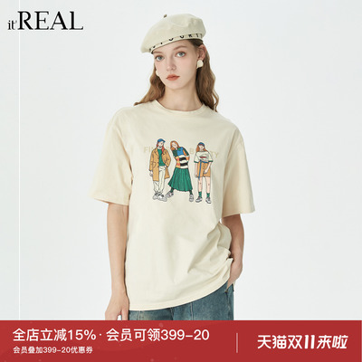 瑞尔法式复古短袖T恤女