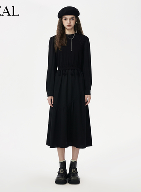 it'real瑞尔25年冬季新款设计感复古流苏假两件连衣裙女