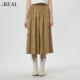 高腰显瘦百搭中长裙子 新款 real瑞尔法式 复古半身裙女春季