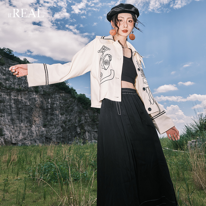 itREAL瑞尔2023春季文艺复古休闲女士长袖宽松衬衫休闲外套
