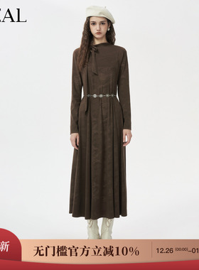 it'real瑞尔25年冬季新款复古气质垂感长袖连衣裙女