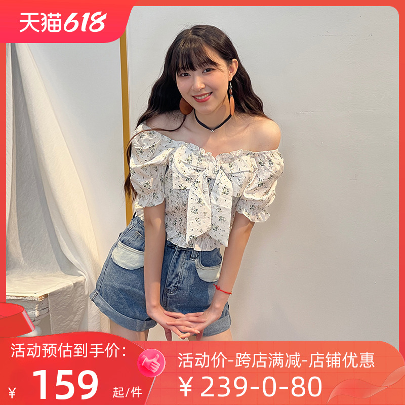 itREAL瑞尔2023夏季新款女士设计感碎花短袖衬衫宽松复古休闲罩衫