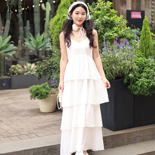 中长款 新款 复古吊带蛋糕裙夏季 森系连衣裙 real瑞尔法式