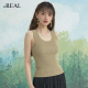 卡其色针织吊带背心女外穿无袖 real瑞尔夏新款 内搭打底上衣