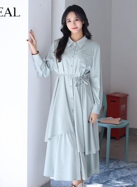 it'real瑞尔春新款森系气质连衣裙款内搭衬衫裙不规则气质长裙