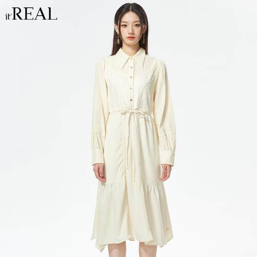 纯色中长裙高腰显瘦法式复古