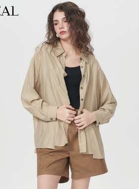 it'real瑞尔法式复古长袖衬衫女春季新款宽松纹理感衬上衣女