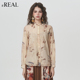 长袖 衬衣外套女 法式 复古花边领印花衬衫 real瑞尔春季 新款