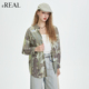女宽松长袖 real复古柔焦花卉风衬衫 翻领印花上衣休闲外套