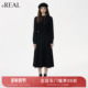 新款 real瑞尔25年冬季 设计感复古流苏假两件连衣裙女