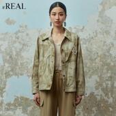 宽松晕染短外套上衣 新款 real瑞尔美式 复古夹克女秋季
