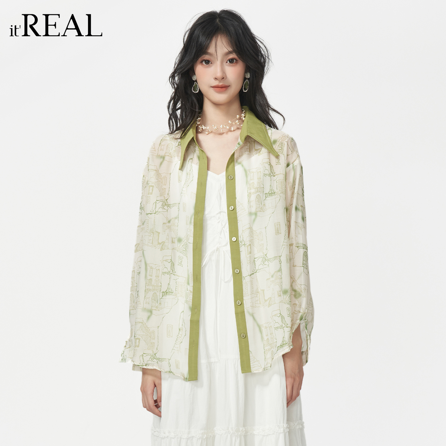 it'real瑞尔法式复古衬衫女2025春夏轻薄防晒衣小众空调服外套女