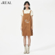 外搭吊带连衣裙 新款 real瑞尔法式 复古背带裙夏季