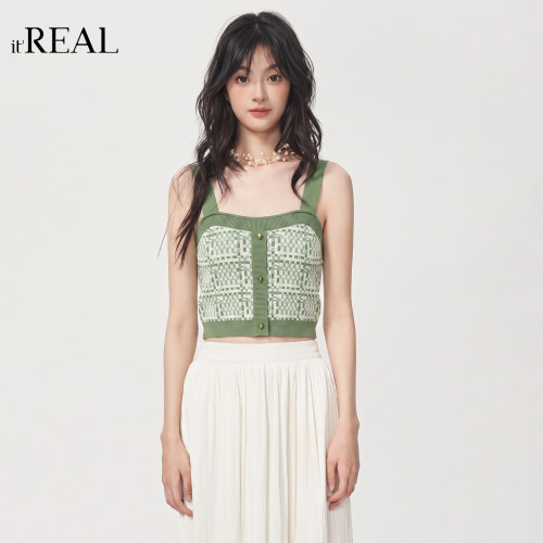 it'real格纹针织吊带背心女