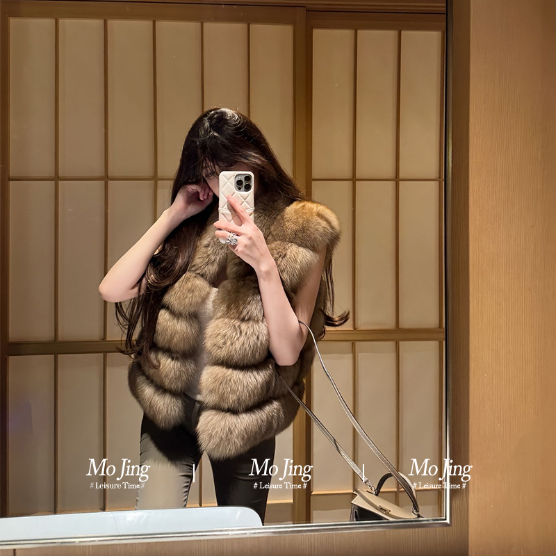 狐狸毛马甲秋冬中长款保暖外套