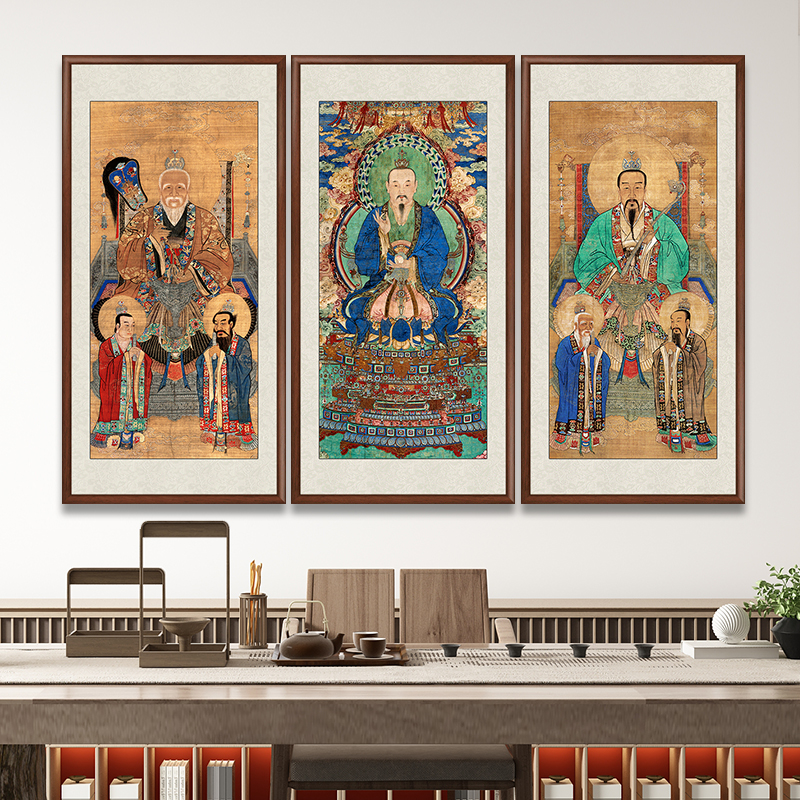 三清画像玄关装饰画走廊过道壁画