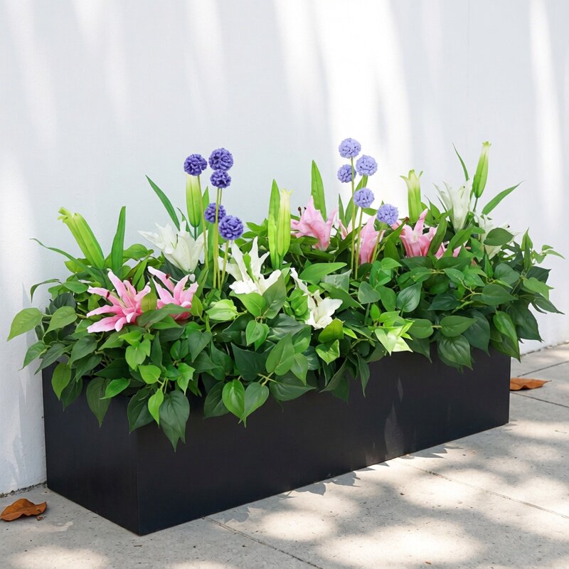 假花塑料花仿真红掌绿植户外花箱花槽长条栅栏插花庭院餐厅隔断