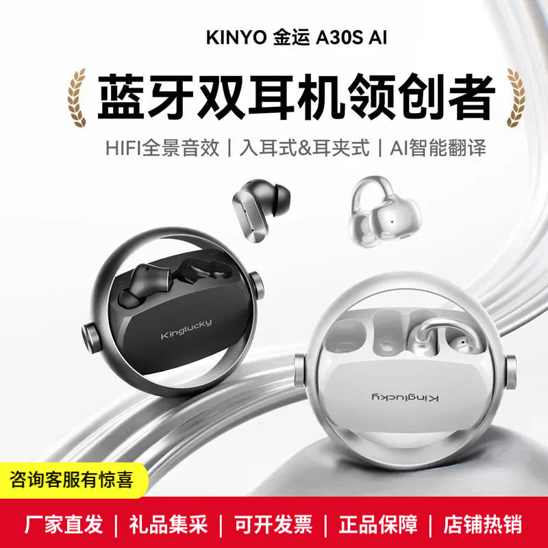 金运A30S蓝牙双耳机2026新款无线开放耳夹入耳式翻译降噪政府补贴图片
