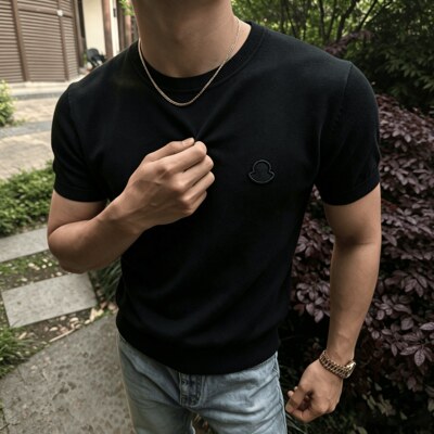 SeasonMark简约圆领针织短袖男休闲纯色正肩T恤百搭透气薄款上衣