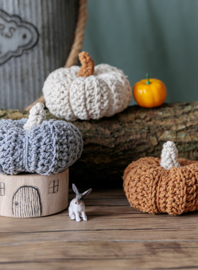 阿楹 童装店装饰品摆件宝宝拍照道具橱窗幼儿园自然角编织小南瓜