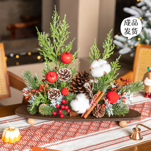 阿楹 饰花摆件氛围道具 微景观圣诞节场景布置甜品台会议室松果装