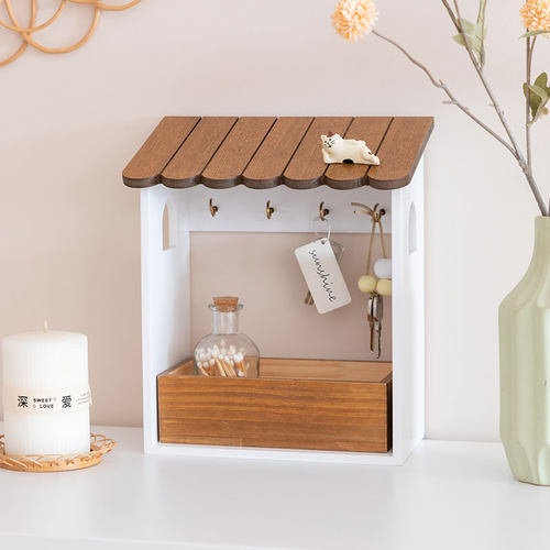 玄关钥匙挂钩口罩收纳盒墙置物架