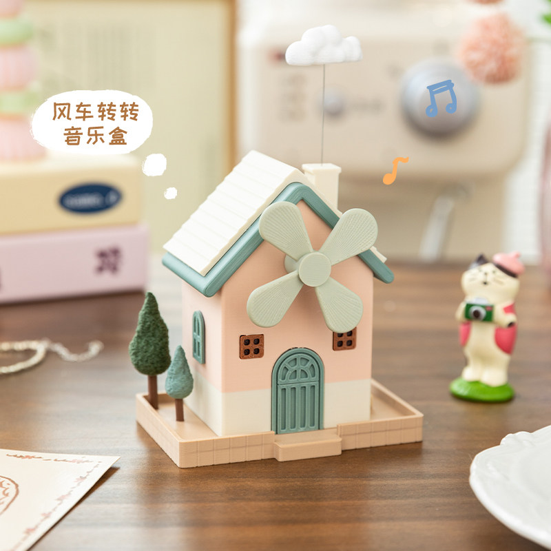 可爱旋转风车发条音乐盒儿童礼物图片