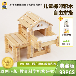 智慧宝盒小小建筑师鲁班榫卯结构积木质小屋儿童益智拼装 玩具3岁