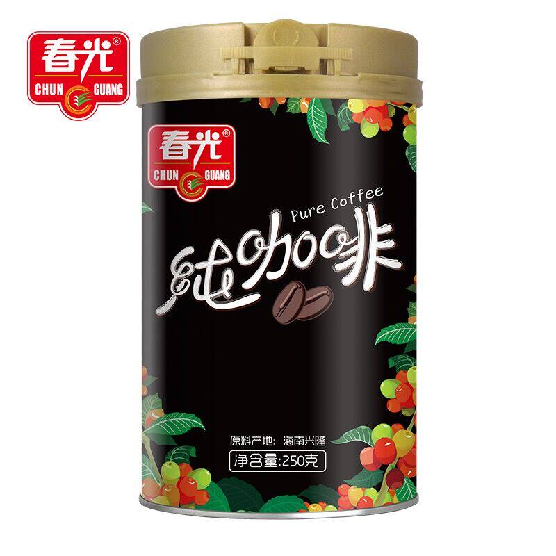 春光纯咖啡250g罐装海南特产纯咖啡粉香浓可口即冲