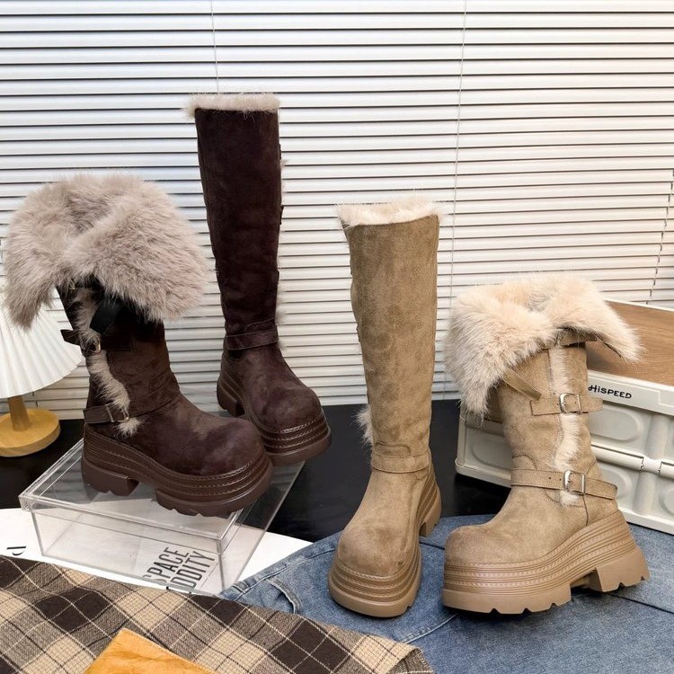 小个子过膝长靴女2025新款百搭厚底两穿长筒靴粗高跟大筒围骑士靴