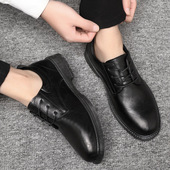 秋冬季 软底上班学生 透气低帮尖头潮流百搭皮鞋 休闲皮鞋 男韩版