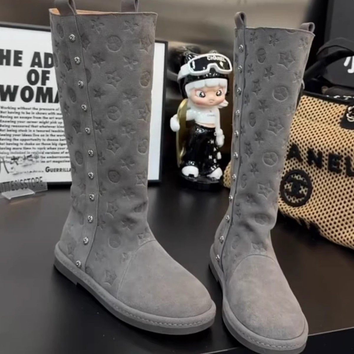 巨好看~欧货时尚百搭灰色靴子女圆头平底高筒长靴2026新款骑士靴,户外/登山/野营/旅行用品,登山鞋/徒步鞋,淘宝优惠券,粉丝福利购,淘宝优惠卷