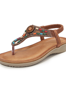 2025雅思润大码镂空 跨境坡跟水钻凉鞋 波西米亚风舒适女鞋夏363