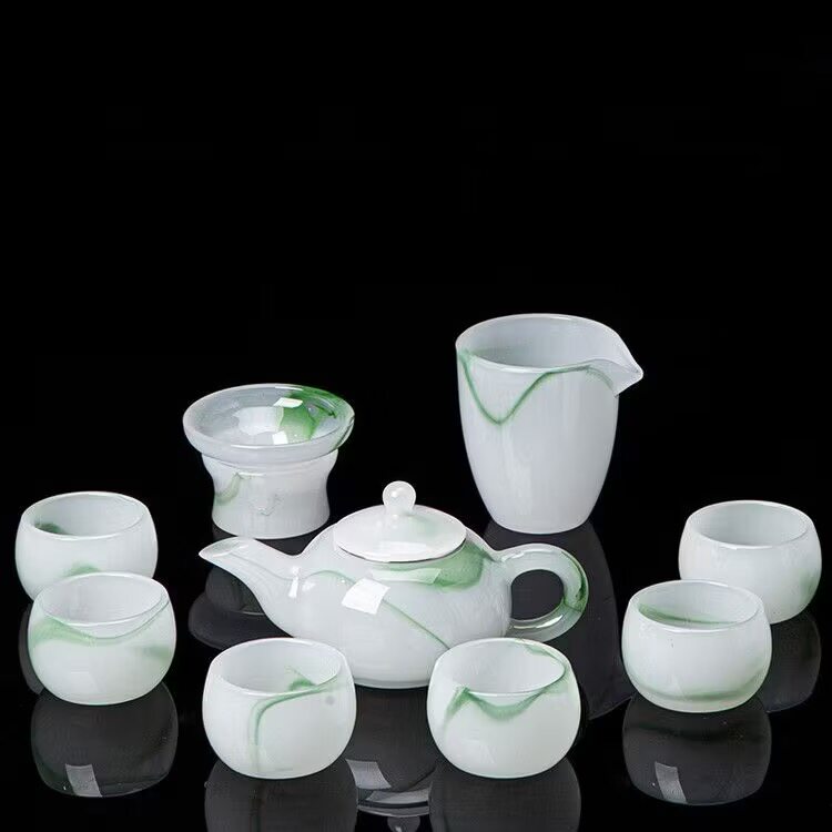 琉璃水墨白玉功夫茶具套装送礼